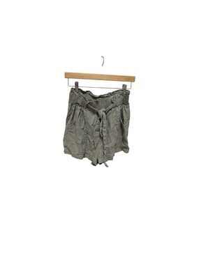 Charlotte Russe Olive High-Waist Paperbag Tie Shorts